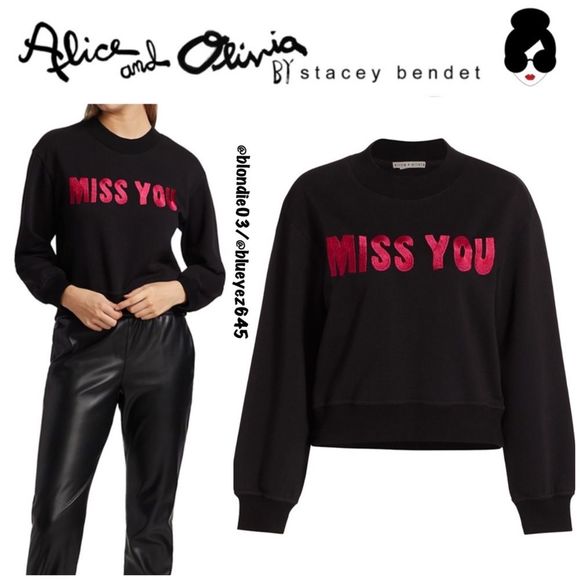 Alice + Olivia Denver Embroidered Sweatshirt S NWT - Picture 1 of 6